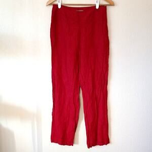 Kenar Red Linen Pull On Pants Side Zip Size 8